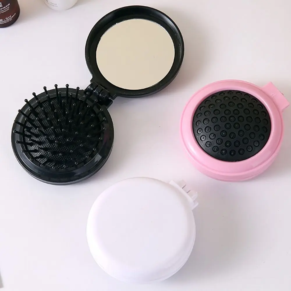 Small Size Hair Comb with Folding Mirror Traveling Portable Massage Folding Comb Women Girl Hair Brush with Mirror Styling Tools