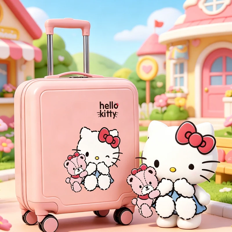 

Anime Hello Kittys Girl's Luggage New Cartoon Student Trolley Box Password Box Multifunctional Boy Girl Bags for Girl