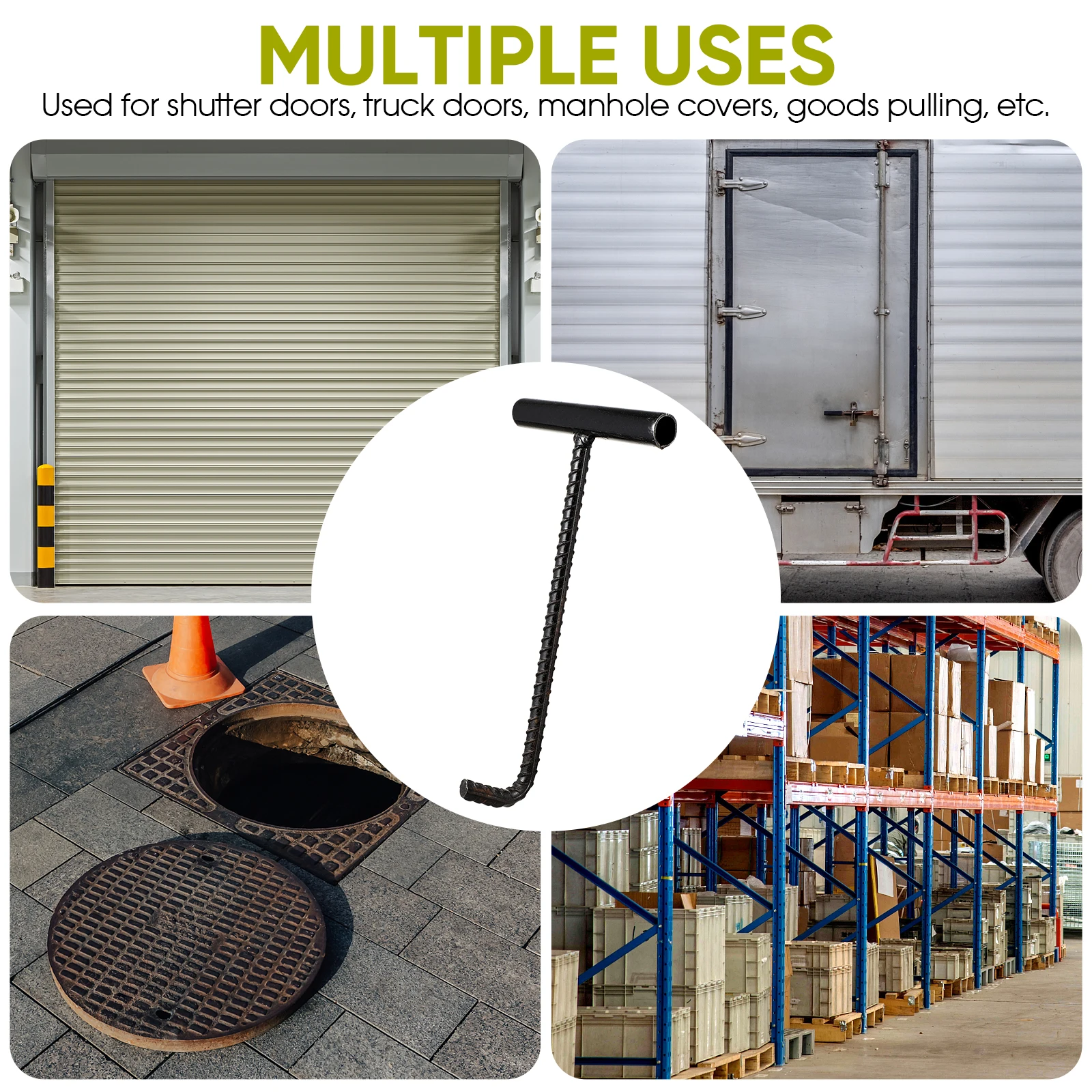 

1pc T Manhole Cover Lifter Heavy Duty Hooks Steel Handle Drain Shutter Doors Sewer Maintenance Practical Hook Long Lasting Rust