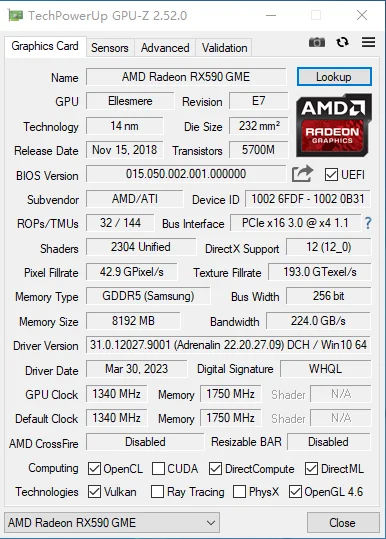 Imagem -06 - Placa Gráfica Amd rx 590 Gaming 8gb Vídeo Gddr5 256bit Pci Express 3.0x16 Radeon 6pin Gpu