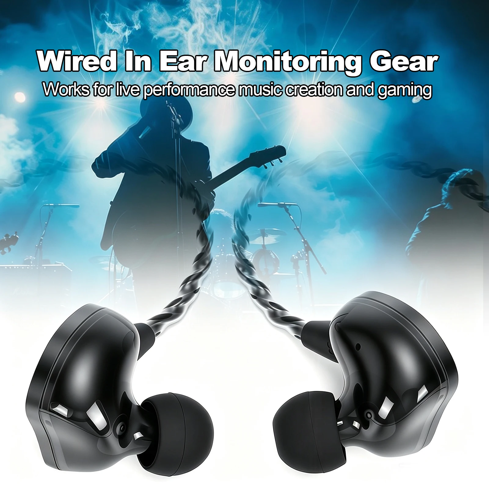 In-Ear Headphones 10mm Dynamic Driver 16Ω Low Impedance Wired Earphones Ear Monitor Earbuds for Stage Singers Music Production