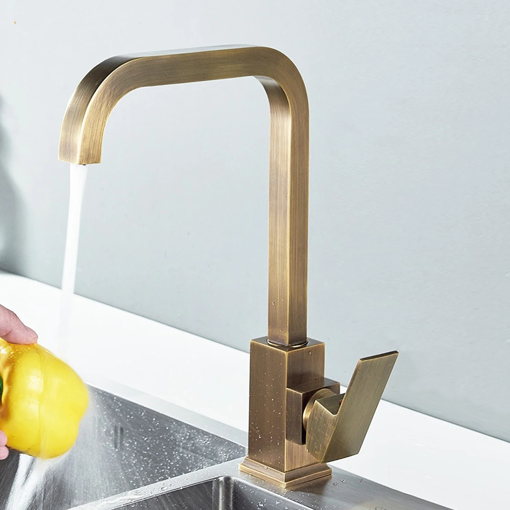 Full Brass Body Material Kitchen Mixer Faucet Cold & Hot Water ,Two Holes Installation One Handle, Antique ,Black ,Gun Grey