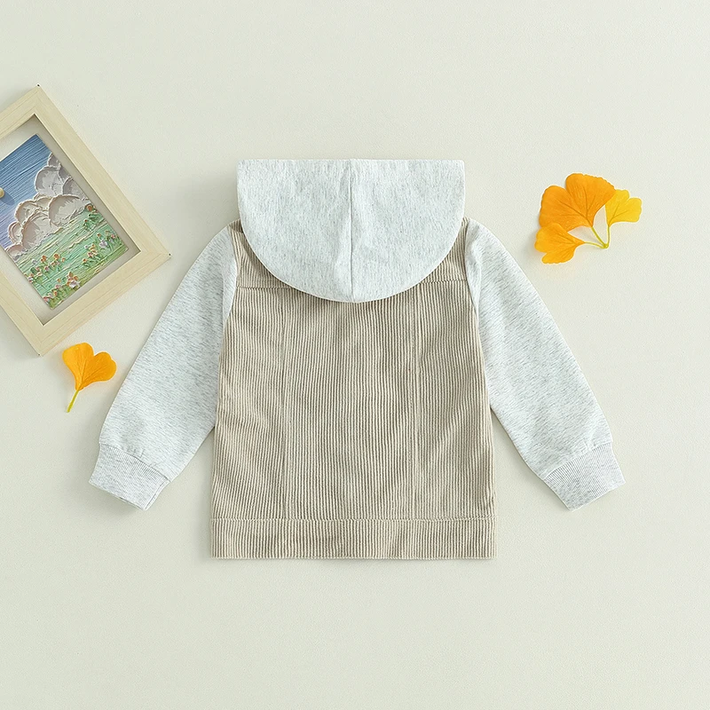 2023-06-22 Lioraitiin 0-4Years Toddler Boy Girl Fall Corduroy Jacket Casual Long Sleeve Button Down Lapel Coat Hoodie Outwear