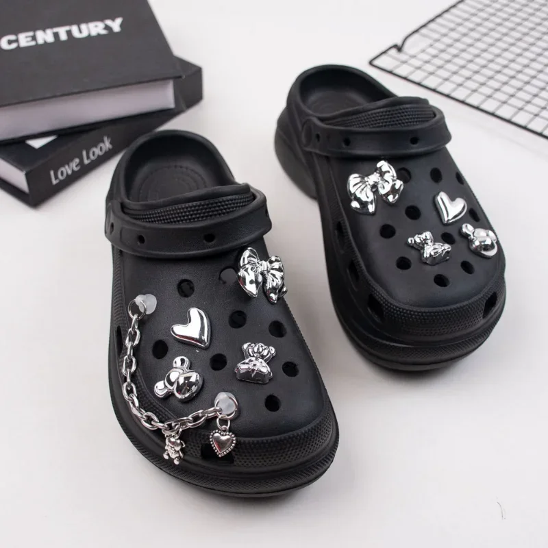 Luxury Quality DIY Sandals Charms Designer Vintage Rivet Chain Garden Shoe Buckle Whole Set Shoe Accessories Hot Sale All-match