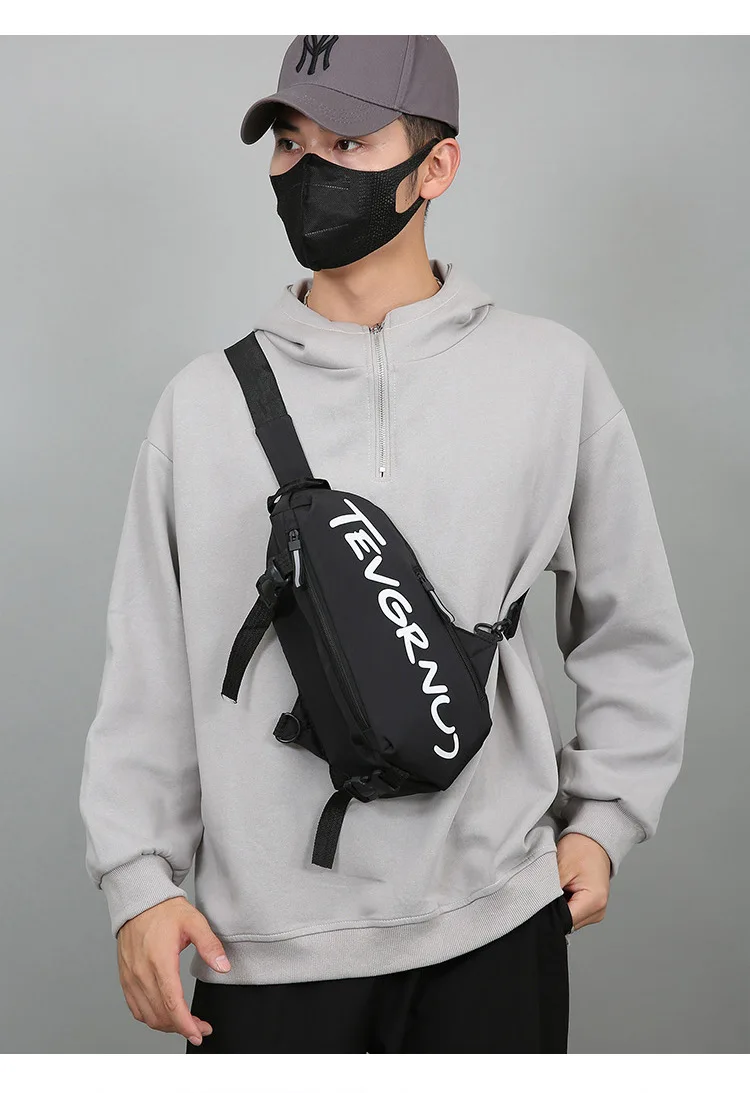 HOMEFISH Modna nylonowa torba crossbody na klatkę piersiową, uniwersalna torba na ramię dla kobiet, sportowa torba codzienna dla mężczyzn — zdjęcie 3