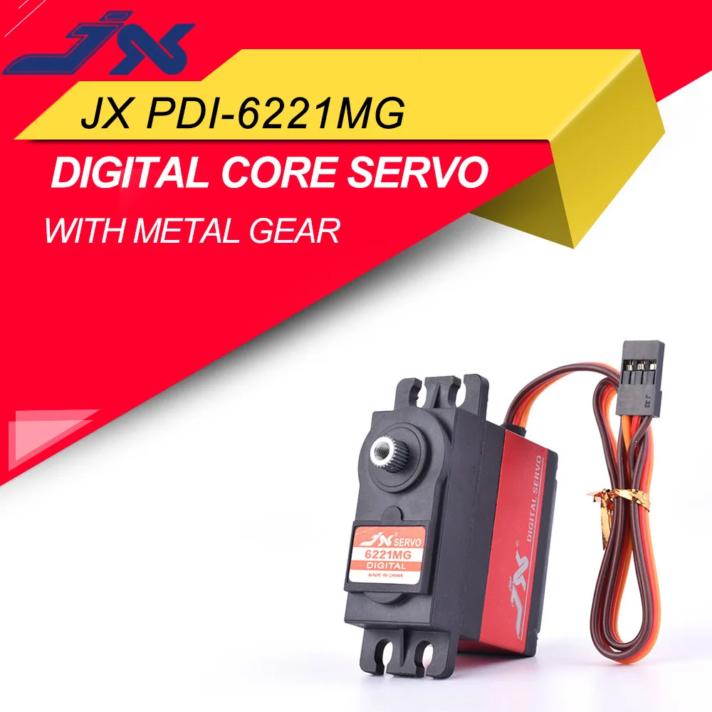 JX PDI-6221MG 4.8-6.0V 20KG 0.16 Sec Large Torque Metal Gear Digital Core Servo For RC Car Helicopter RC Model Accessories