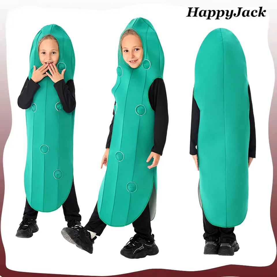 

Kids Cucumber Cosplay Costume Children Girls Boys Stage Performance Clothing Overall Outfits Halloween Carnival Roleplay Suit