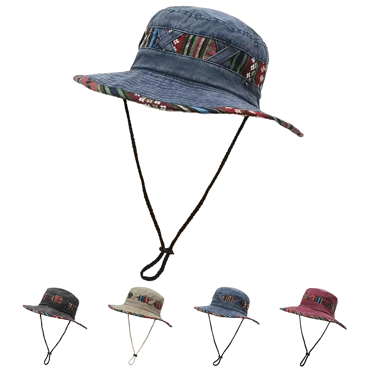 

Unisex Bohemian Style Personality Bucket Hats Fishermen Caps Outdoor Casual Cap Sunscreen Hat