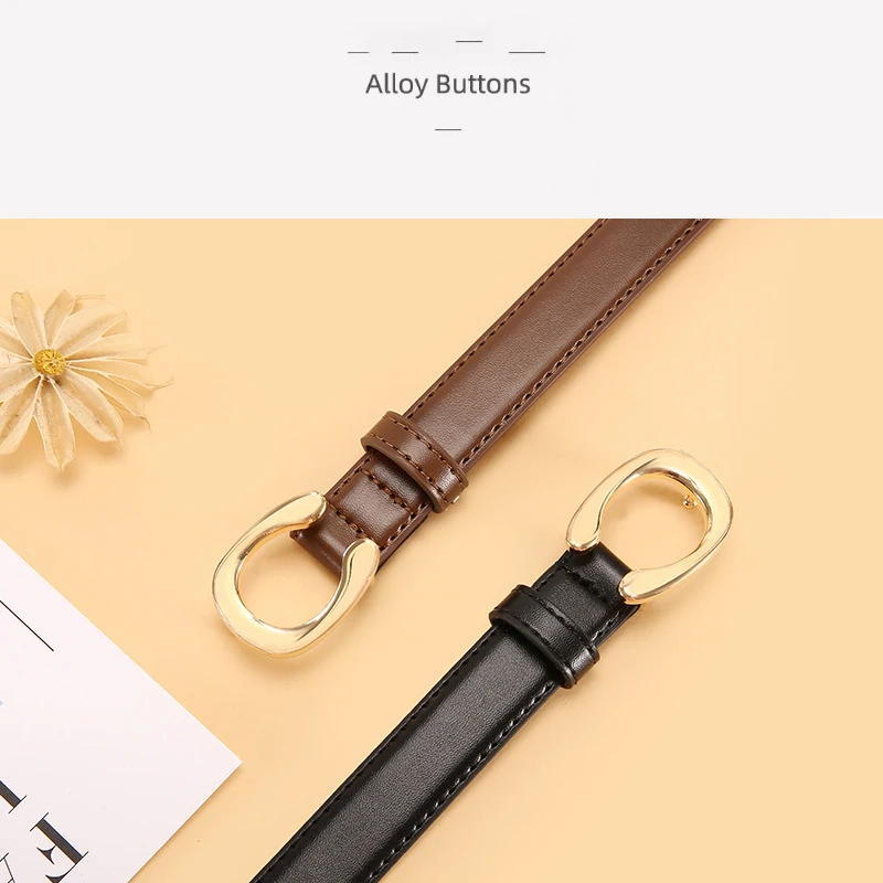 C-shaped Smooth Buckle Simple Women's Soft Durable Belt Fashion Women's Clothing Accessories Paired With Business Casual Belt