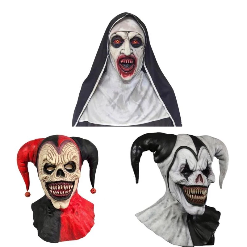 

Новая забавная маска клоуна, регулируемые отверстия для глаз для вечеринок на Хэллоуин, косплея и розыгрышей, латексный костюм для взрослых, аксессуар, маска 2025