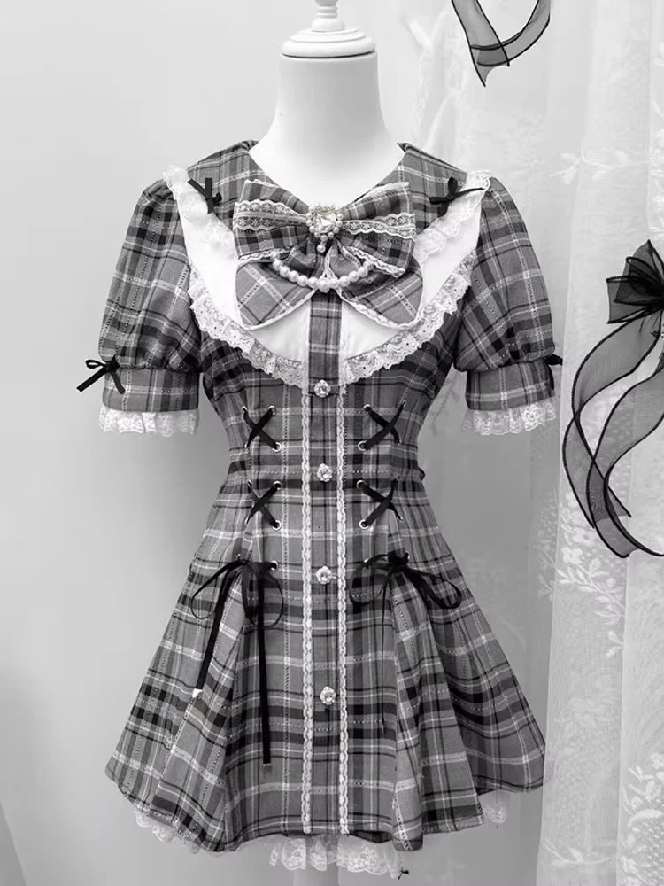 

Японские милые блузки в стиле Лолиты + кавайные мини-юбки с тортом, женские повязки Jupe с высокой талией, комплект юбки Y2k Sweet Lace JK Faldas