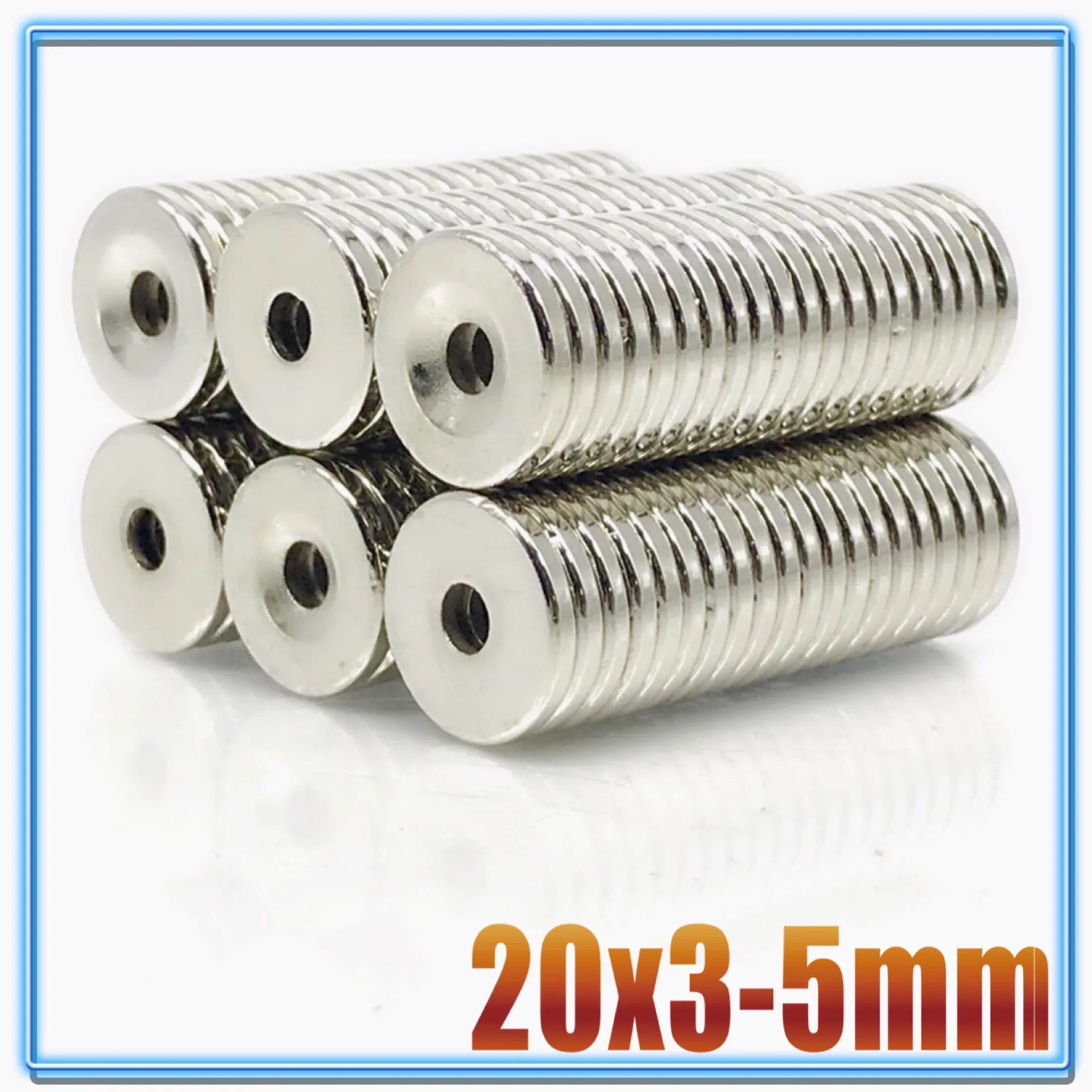 5 ~ 300Pcs Magnete Al Neodimio 20x5 20x3 Foro 5 N35 NdFeB Rotonda Super Potente Forte magnetico permanente imanes Disco 20*3 20*5 Hole5