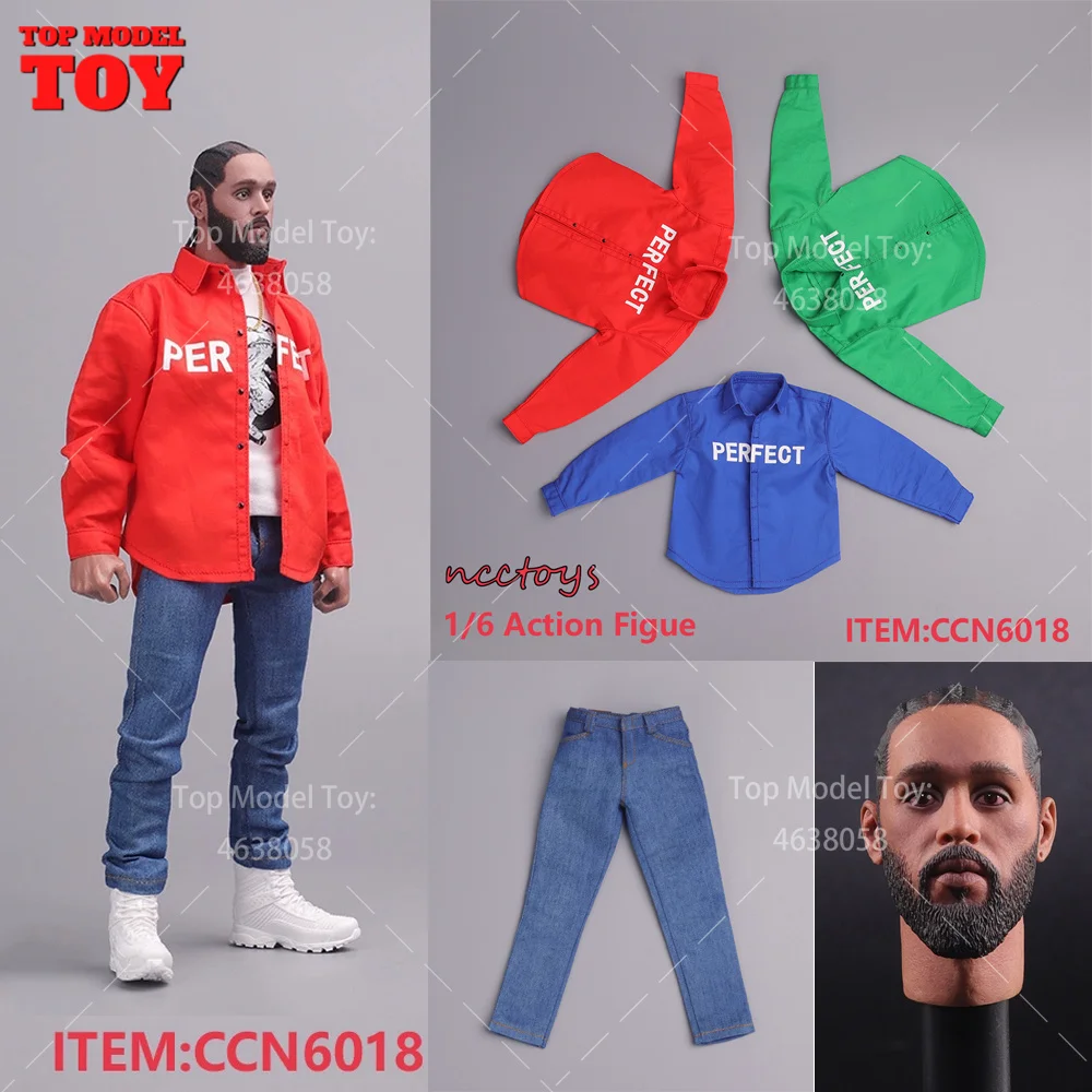 NCCTOYS CCN6018 1/6 Long Sleeved Shirt Jeans Casual Costume Loose Blouse Clothes Model for 12'' Male Soldiers Action Figure Body