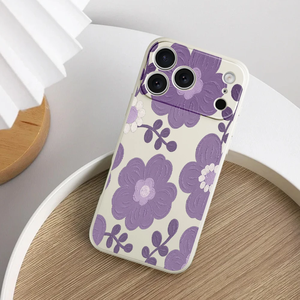 Custodia in TPU stile floreale viola per iPhone17 ProMax 17 Air 16 15 14 13 12 11 Pro Max XS Max7 8 Plus 16e 16 Plus
