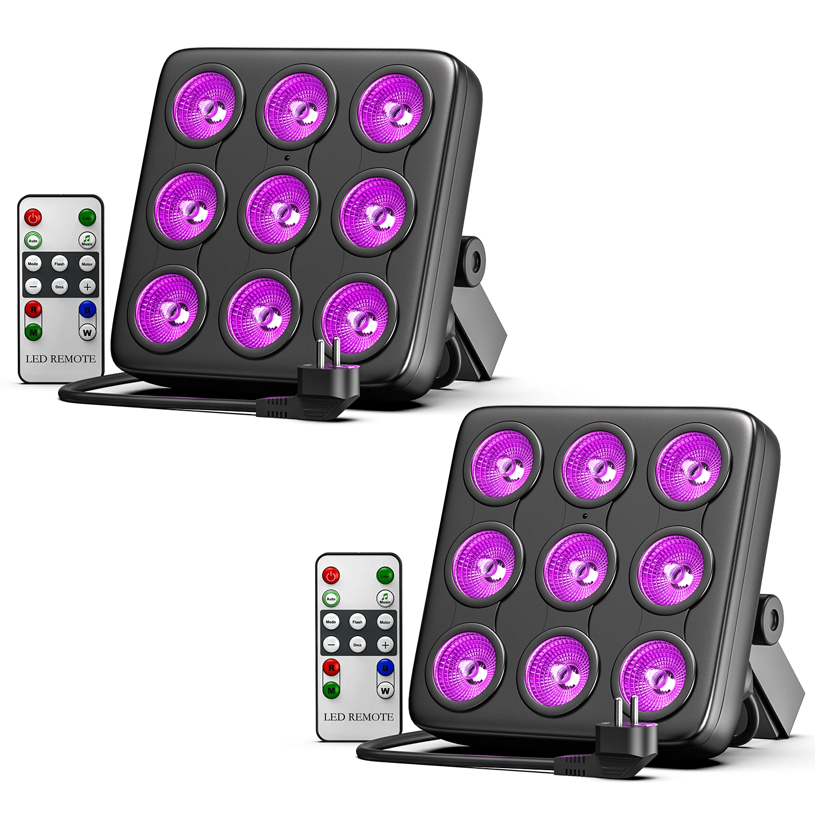 Yiflamefly 2Pcs 30W Square Par Lights With Remote Control 9X10W RGBW LED Stage Lights DMX Uplights For DJ Show Concert Party KTV