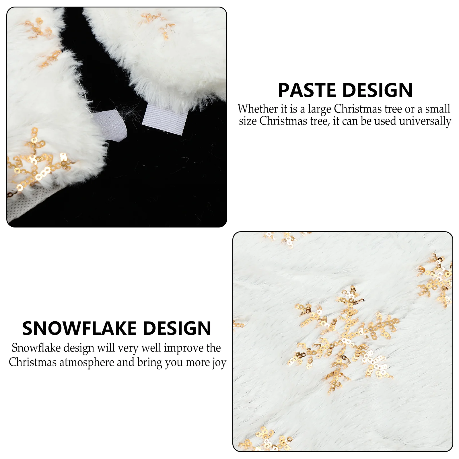 

Christmas Tree Skirt Faux Rabbit Xmas Apron Carpet Snowflake Design Gift Space Elegant Christmas Decor Supply Party DIY