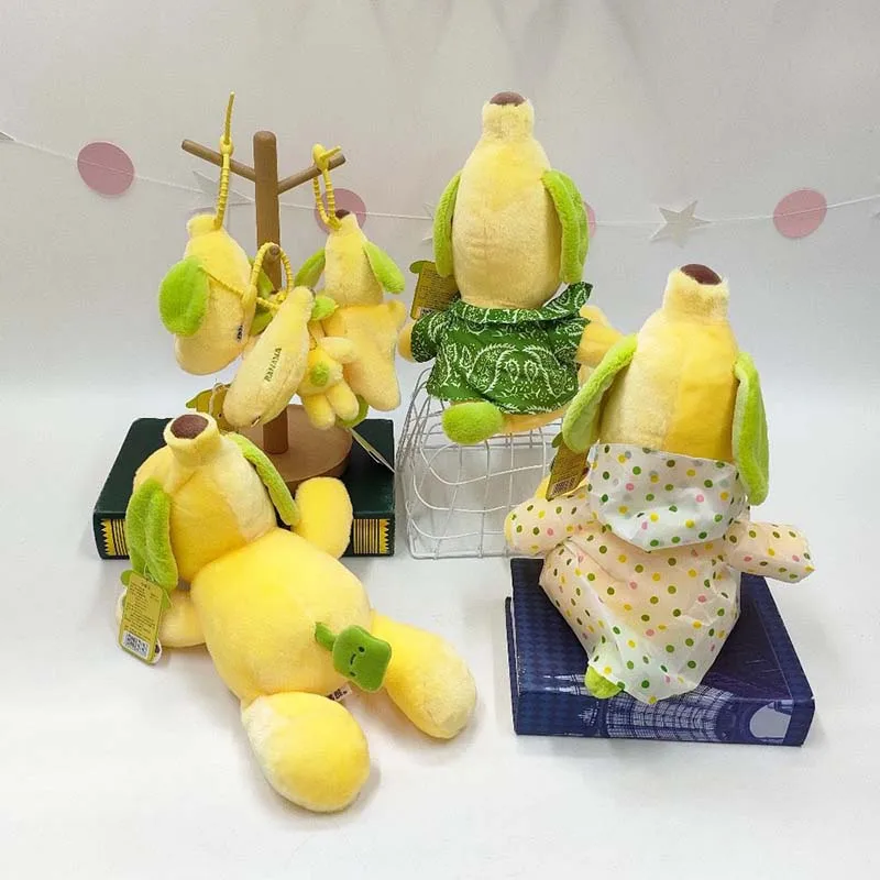 Cute Banana Dog Plush Toy Soft Banana Puppy Doll Wearable Shirt Design Kawaii Animal Plushie Security Blanket Birthday Gift