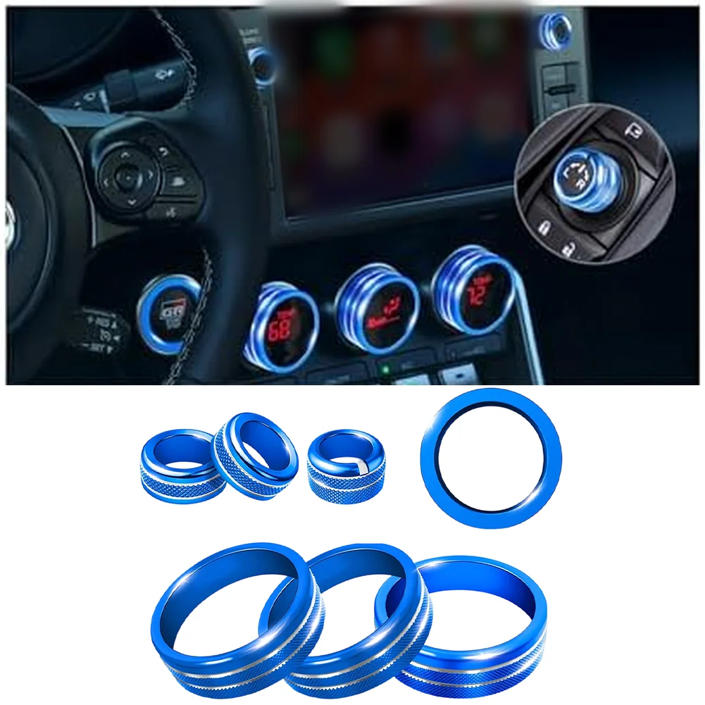 

Комплект из 7 декоративных колец для кнопок салона автомобиля, накладки на ручки регулировки кондиционера из алюминиевого сплава для Toyota GR86 и Subaru BRZ 2021-2025