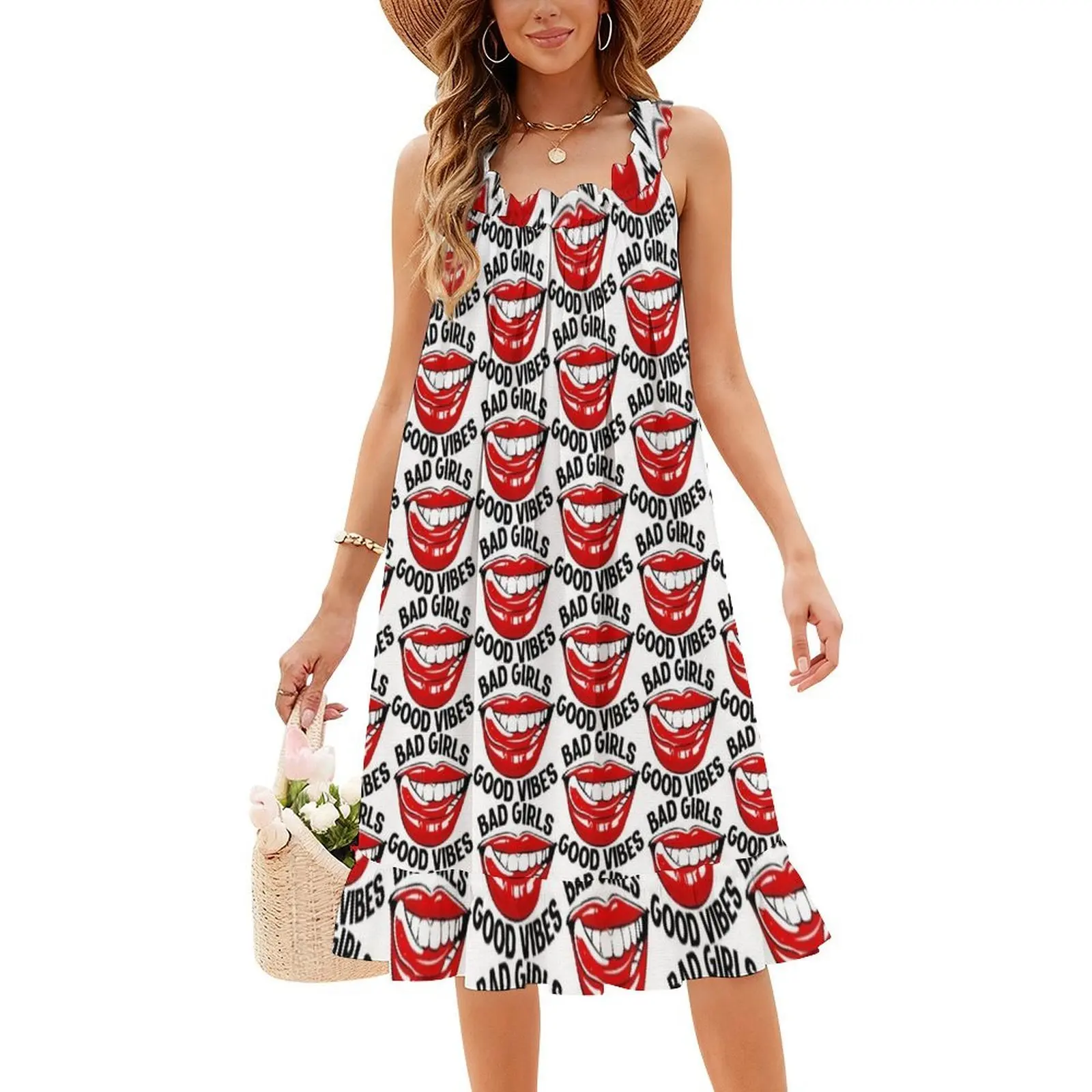 فستان بوهيمي للفتيات السيئات بدون أكمام متعدد الطباعة فستان حفلات عطلة الشاطئ للفتيات السيئات الفتيات السيئة فستان نسائي سيئ