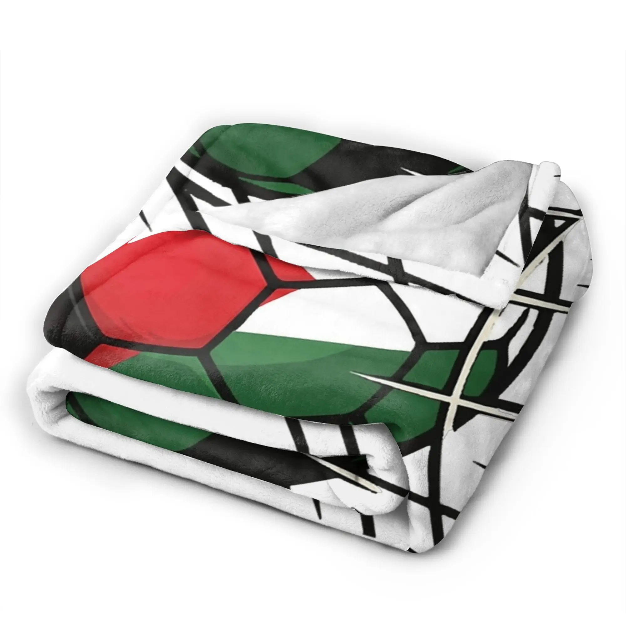 Palestinian Flag Soccer Plush Blankets Child  Flannel Throw Blanket For Outdoor Warm Customized Quality Bedspread Birthday Gift