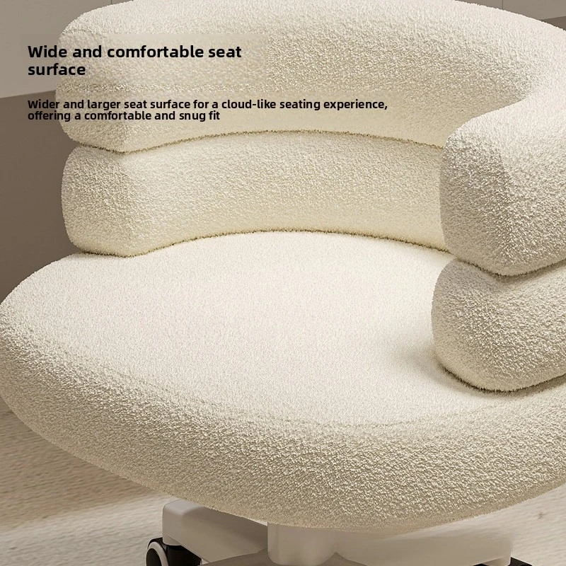 Faux Fur Vanity Makeup Desk Chair, Comfy Fluffy Swivel Modern Leisure Armchair with Wheels for Home