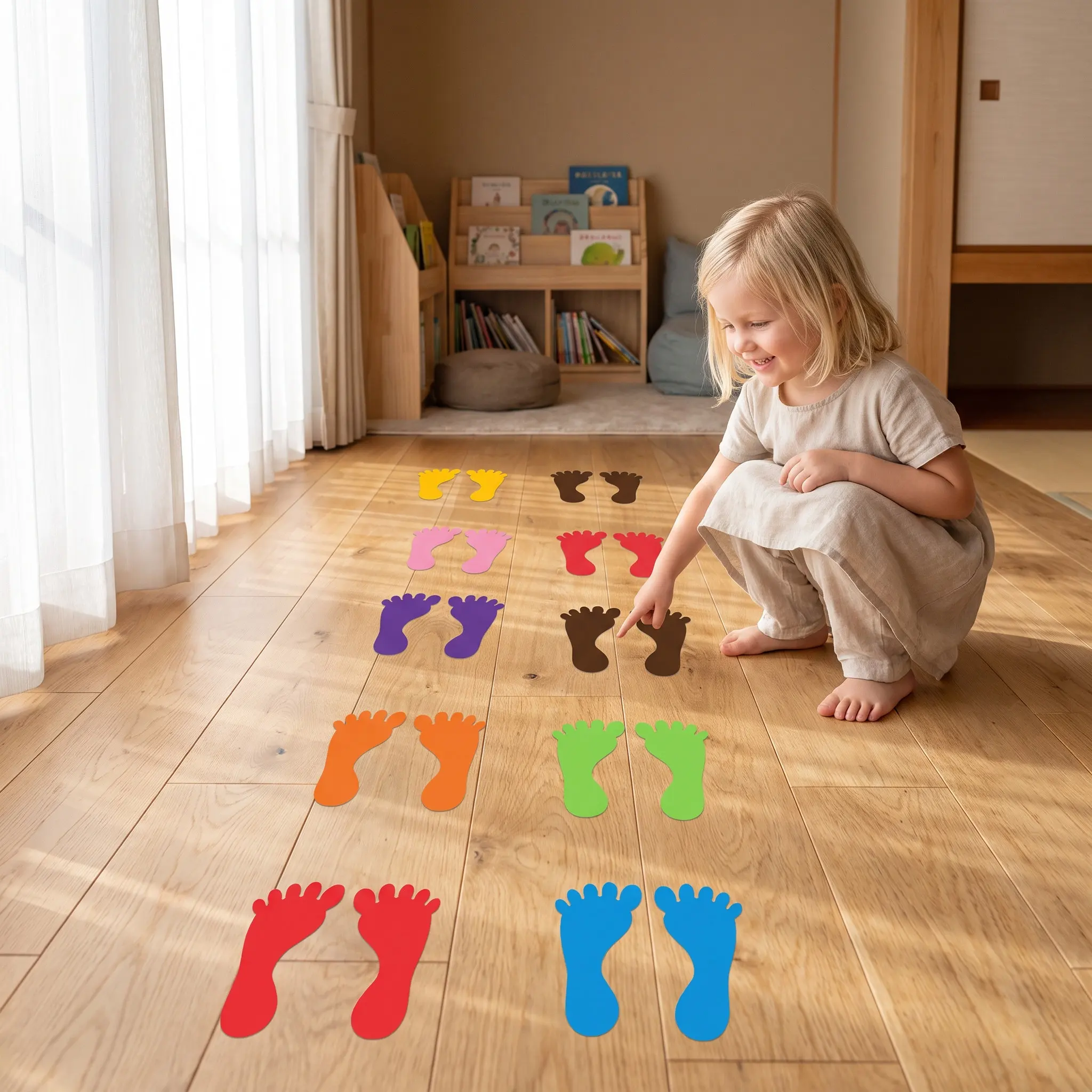 12Pairs Footmark Stickers Wear Resistant Waterproof Non Slip Floor Decals for Bathroom Swimming Pool Kindergarten