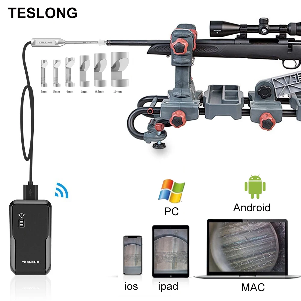 كاميرا Teslong NTG150HW Rigid Rifle Borescope WiFi كاميرا نطاق تركيز مغلق، أنبوب إدخال طويل 26 بوصة لهاتف iPhone iPad Android
