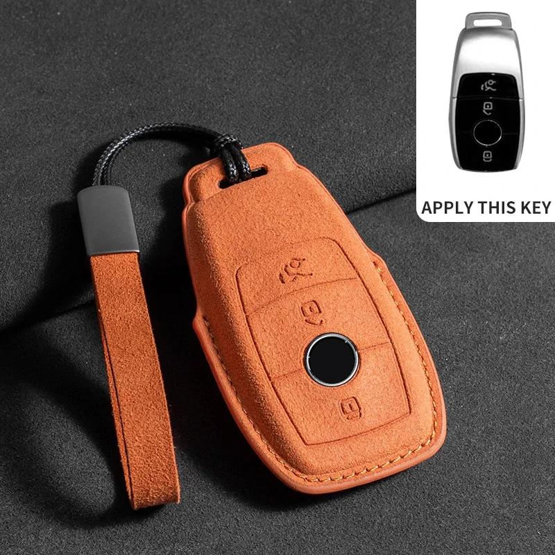 Wildleder Leder Auto Schlüssel etui für Mercedes Benz E Klasse W213 W205 E200 E260 E300 E320 Amg Cla 2018 2019 2020 Remote Fob Shell Fall