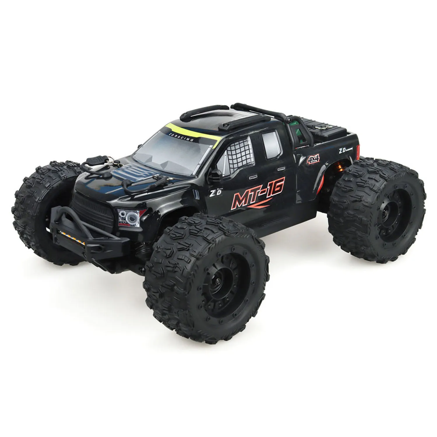 ZD Racing 1/16 Ferngesteuerter Big-Tire-Truck MT-16 Hochgeschwindigkeits-4x4-RC-Offroad-Auto RTR Wheelie-Bar Metall-CVD-Chassis – Detail 1