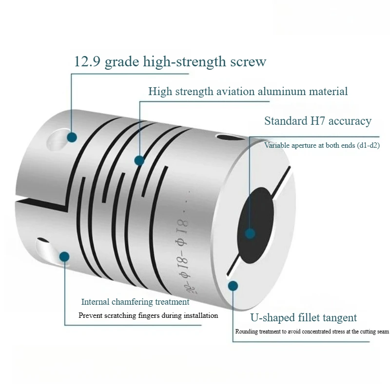 Aluminum Parallel‑Line Flexible Coupling Clamping‑Type Shaft Coupler for Encoder Stepper Servo Motor Screw Rod