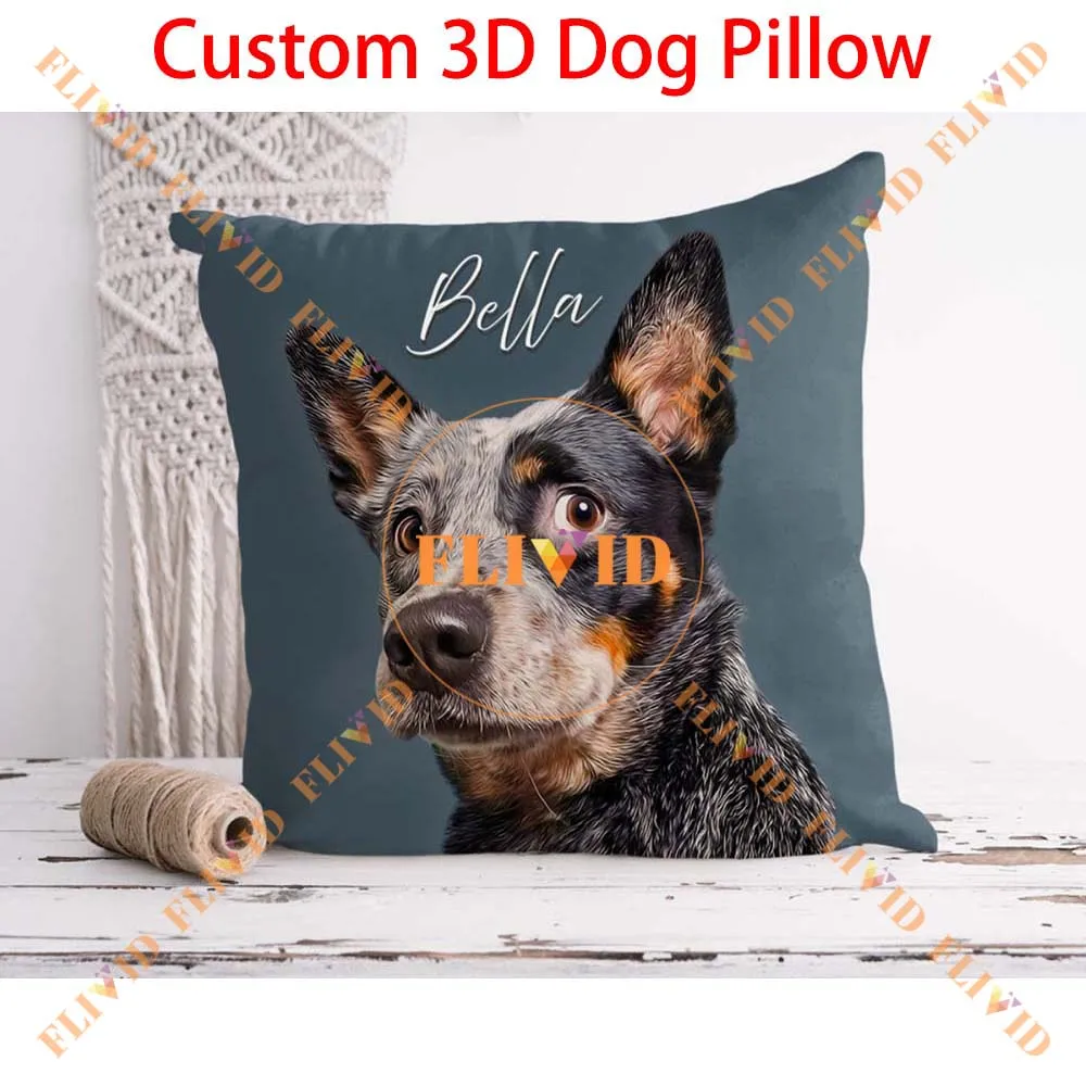 

Индивидуальная 3D подушка с фотозой собаки, подушка с именем, индивидуальная подушка для кошки, персонализированная подушка с животными, мемориальный подарок от потери домашнего животного