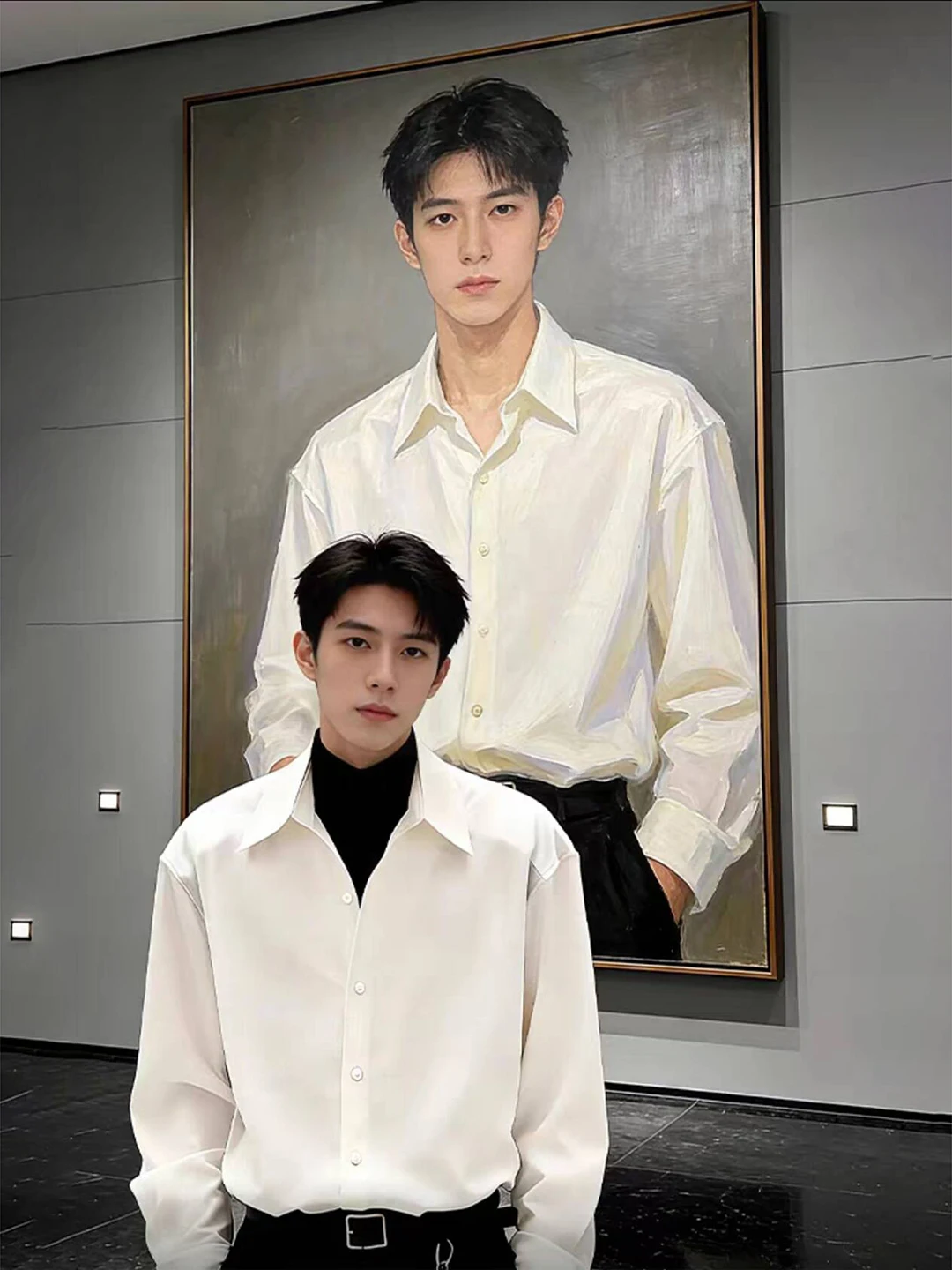 

Briti Sle White Long Sve irt Men's Spring High-End Sensation Suit Inner irt Cleanfit oulder Outerwear