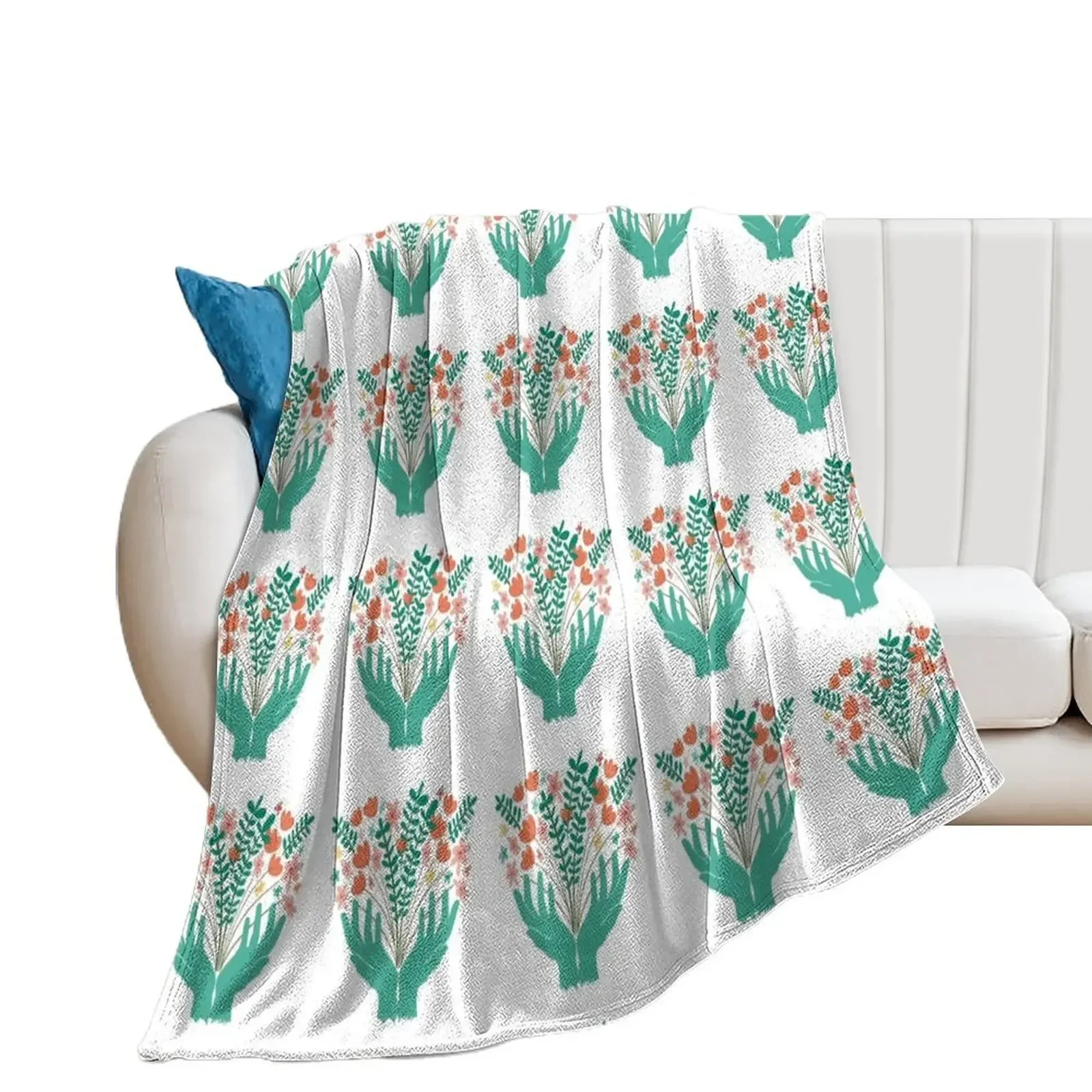 Teal Flower Power In Your Hands Throw Blanket Decorative Beds For Sofa Thin Hair Stuffeds Blankets