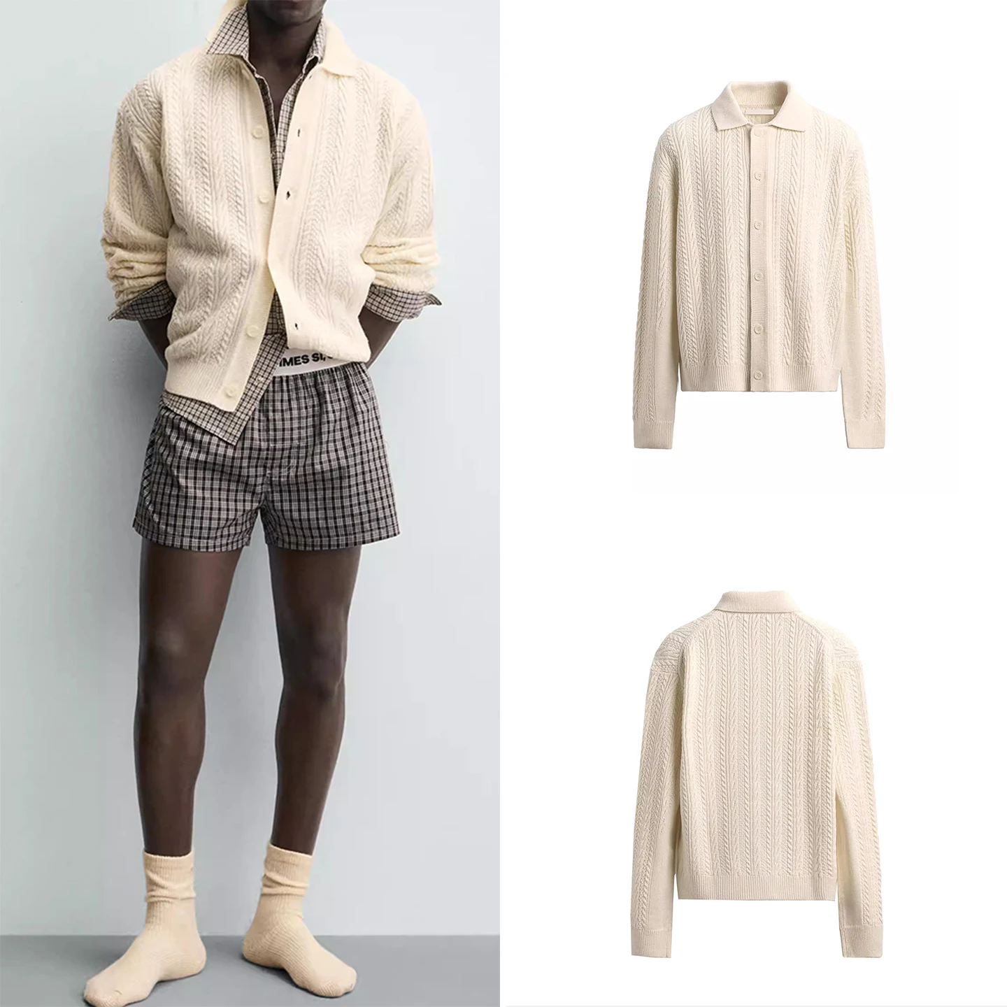 

Men's Spring 2026 New Loose Knitted Long Sve Cardigan Collared Versatile Daily Wear Comfortable Breathable Chinese Brand Z...