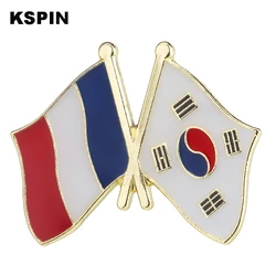 France and South Korea Friendship Flag Lapel Pins Badge Brooch Badges on Backpack Pin Brooch