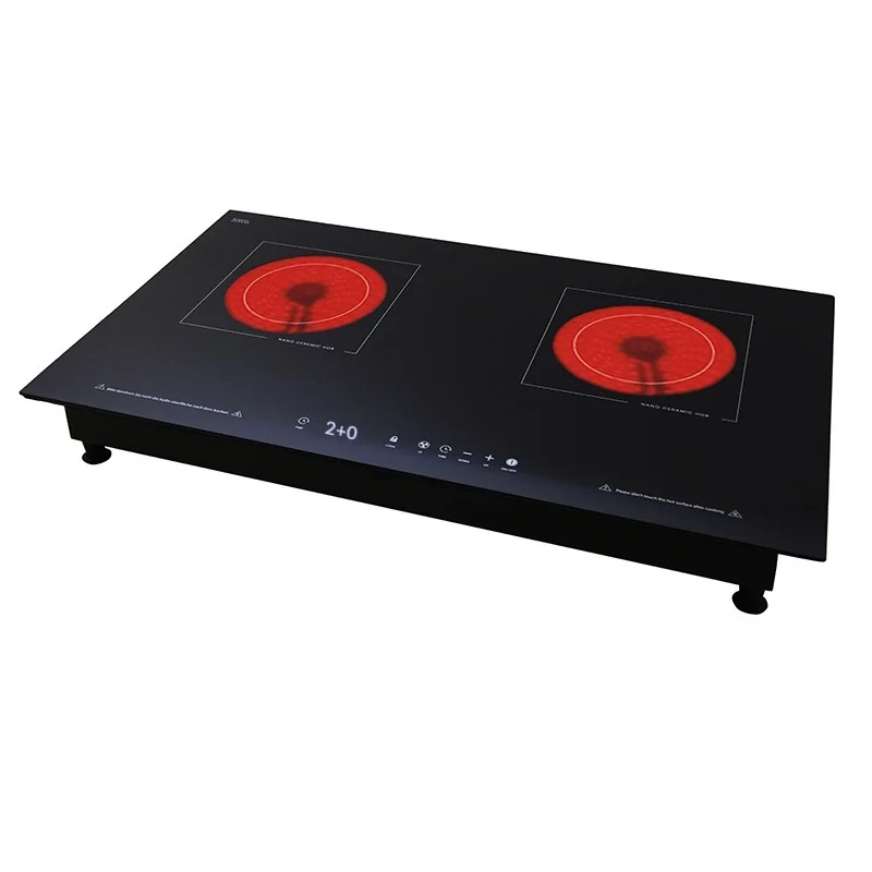 Dual-head Electric Smooth Ceramic Cooktop Built-in 3500W Household Two Burners Light-wave Microcomputer Control Black