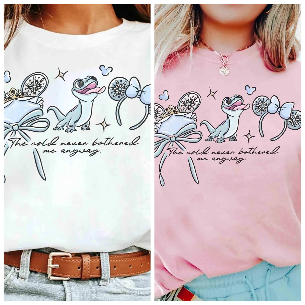 

Disney Frozen Trendy Casual Princess Elsa and Anna, Xuebao and Reindeer Sven Watercolor Pattern Unisex Cotton Street Style