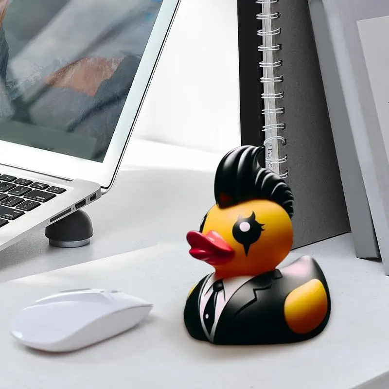 Punk Duck Figurines Resin Small Desk Animal Statue Decorative Cartoon Duck Statue Desk Collectible Figurines Satan Duck Gift