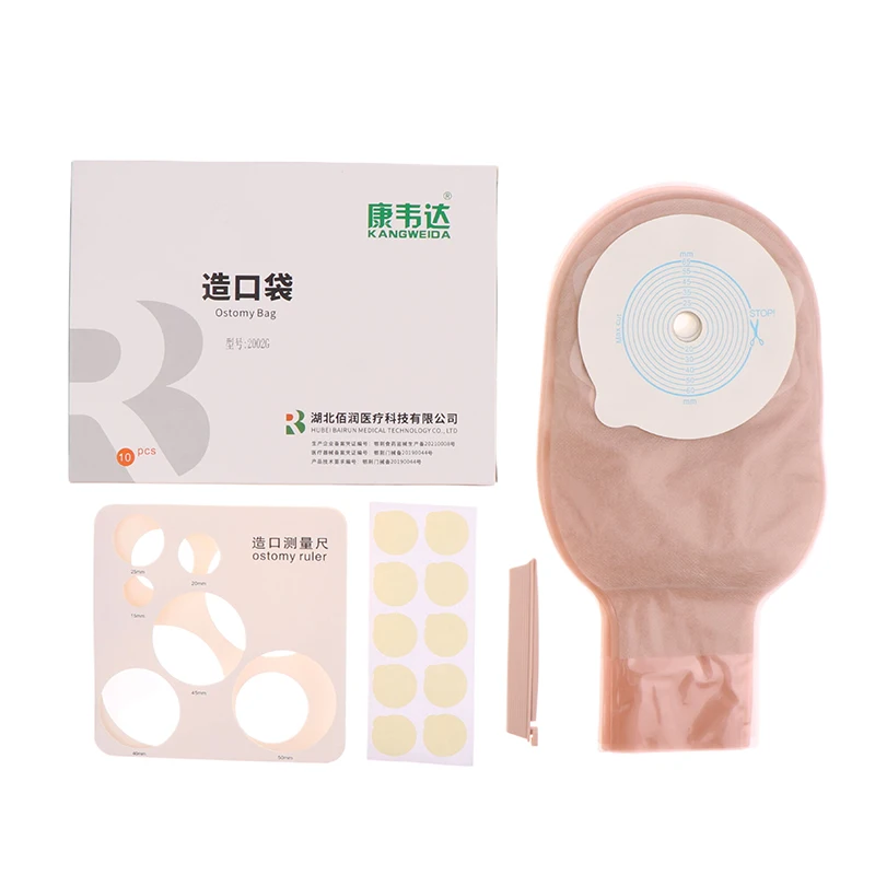 10Pcs One-piece Drainable Colostomy Bag Portable Sticky Closure Odor-free Stoma Care Bags