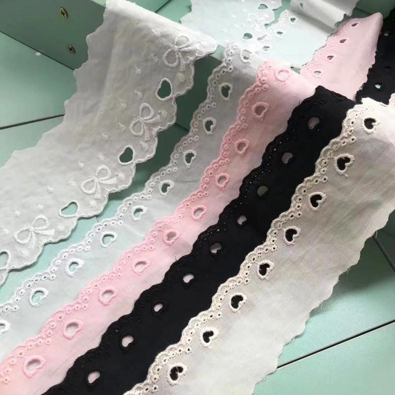 

Lace Trims 10 Yard Ivory Beige Apricot Black Pink Cotton Cloth Embroidery Fabric Ribbon Tapes Sewing Material M4F394