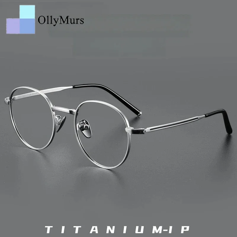 

OLLYMURS Ретро круглые очки из титанового сплава, оправа для очков для мужчин и женщин, сверхлегкие ретусорные очки для лица, маленький размер, оптические очки по рецепту