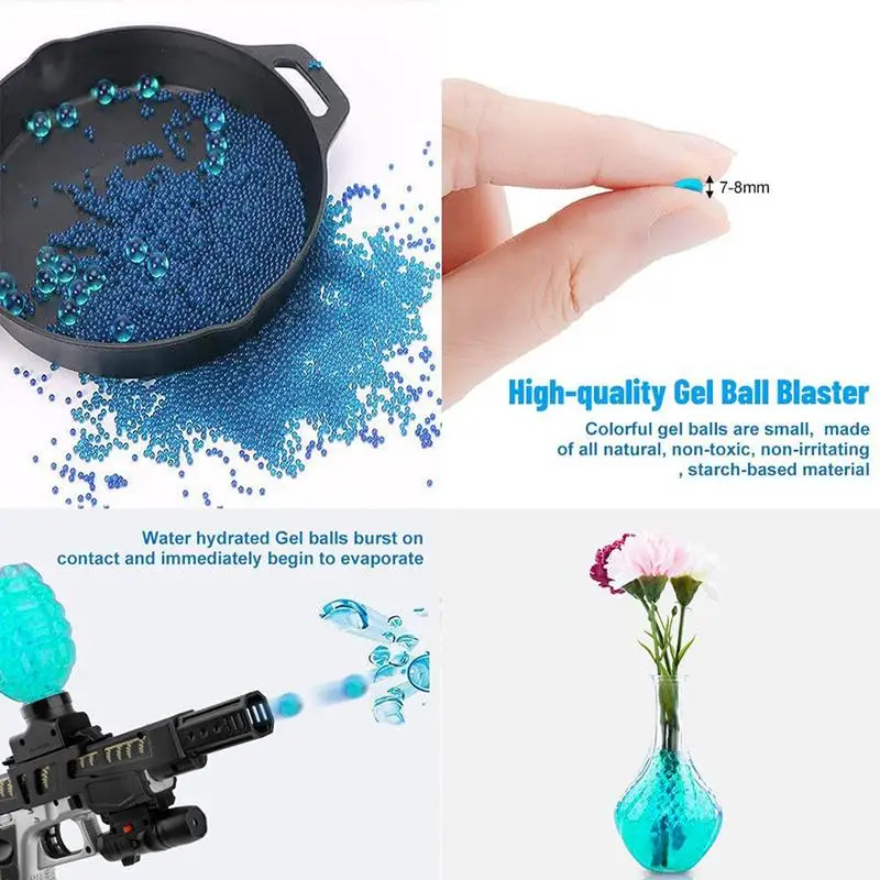 Gel Ball Guns Blaster Ammo Refill Water Beads Splat Bullet 6-8mm Growing Rainbow Color Splatrball For Gel Crystal Ball Toy Clear