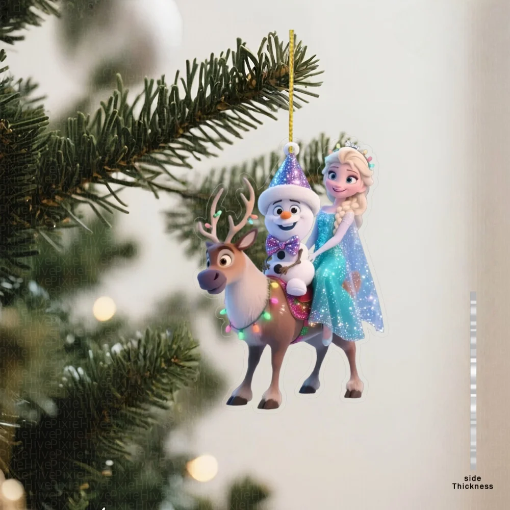 1/6 قطعة ديزني فروزن إلسا أنيمي الشكل شجرة عيد الميلاد الديكور المفاتيح الاكريليك عيد الميلاد الدعائم زينة هدايا عيد الميلاد
