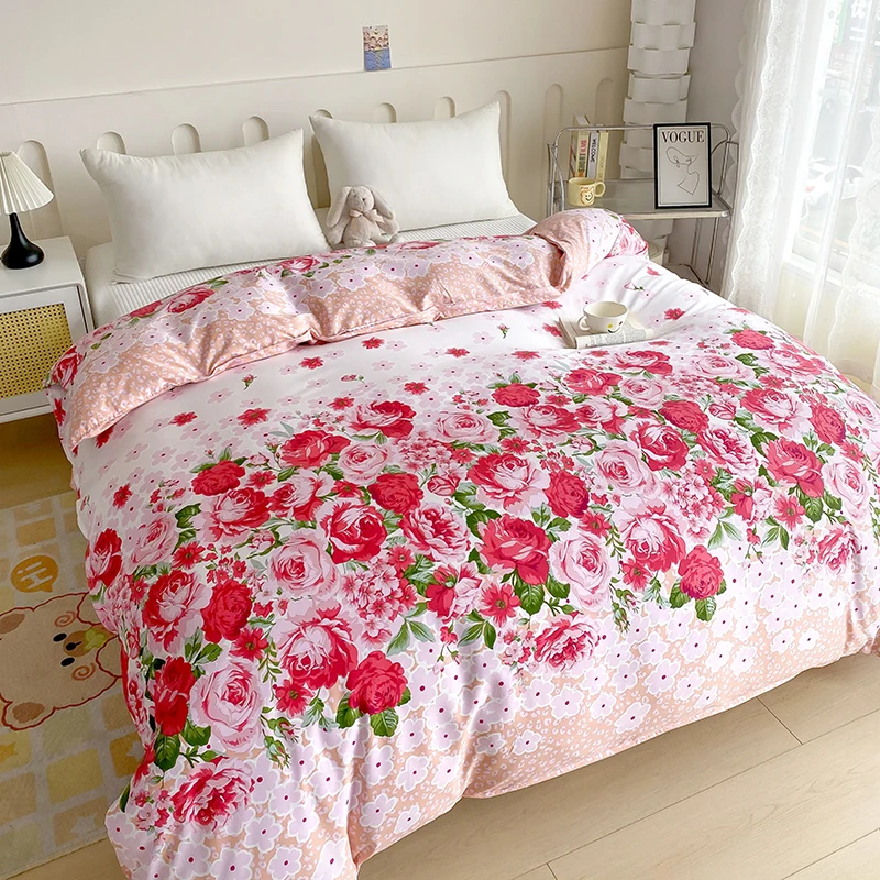 Rose Pattern Duvet Cover 200x200/210x210,High Quality Microfiber Soft Quilt Cover Queen/King Size(No Pillowcase)