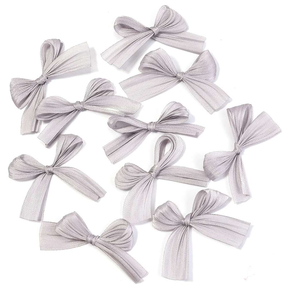 10 Stuks 4x5.5cm Parelmoer Satijnen Lint Strikken Kleurrijke Vouw Kleine Strik Voor Geschenken Bloem Verpakking Deco DIY Bruiloft decor