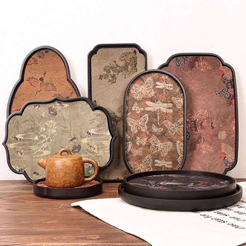 

Bamboo Jewelry Tray Chinese Retro Bangles Storage Trays Women's Bracelet Necklace Display Stand Exhibitor Trinket Storage Plate
