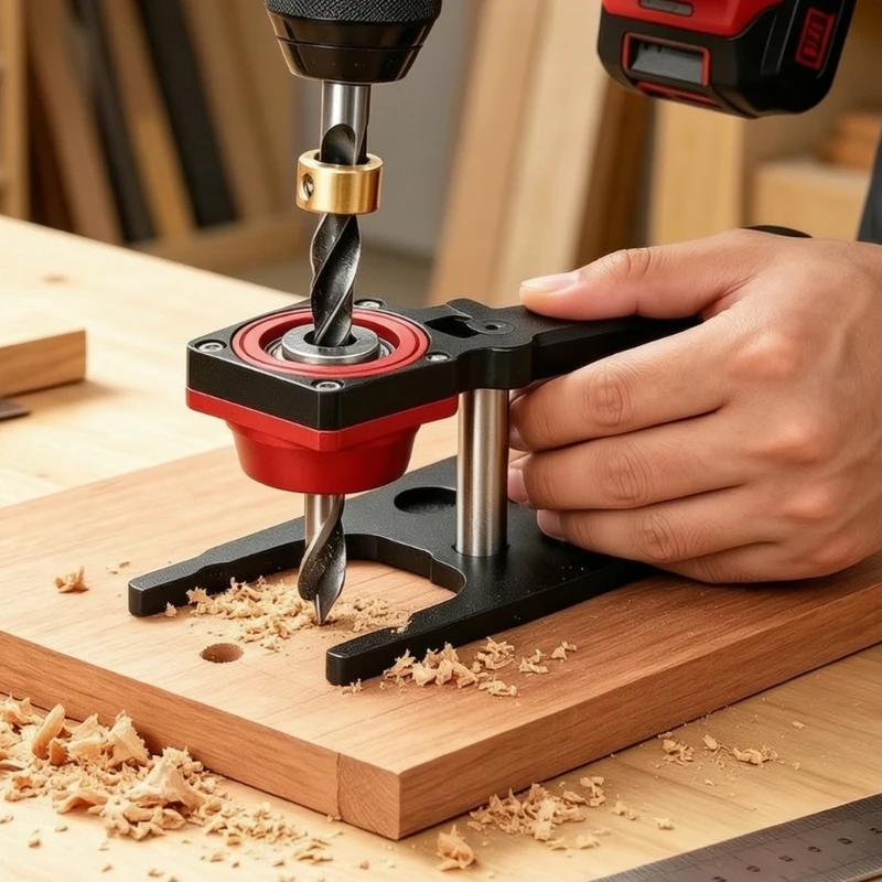Vertical Drill Guide Jig Kits Woodworking Drill Guide Tool with 6 8 10 mm Bushings, Pointed Cutters and Adjustment M4YD