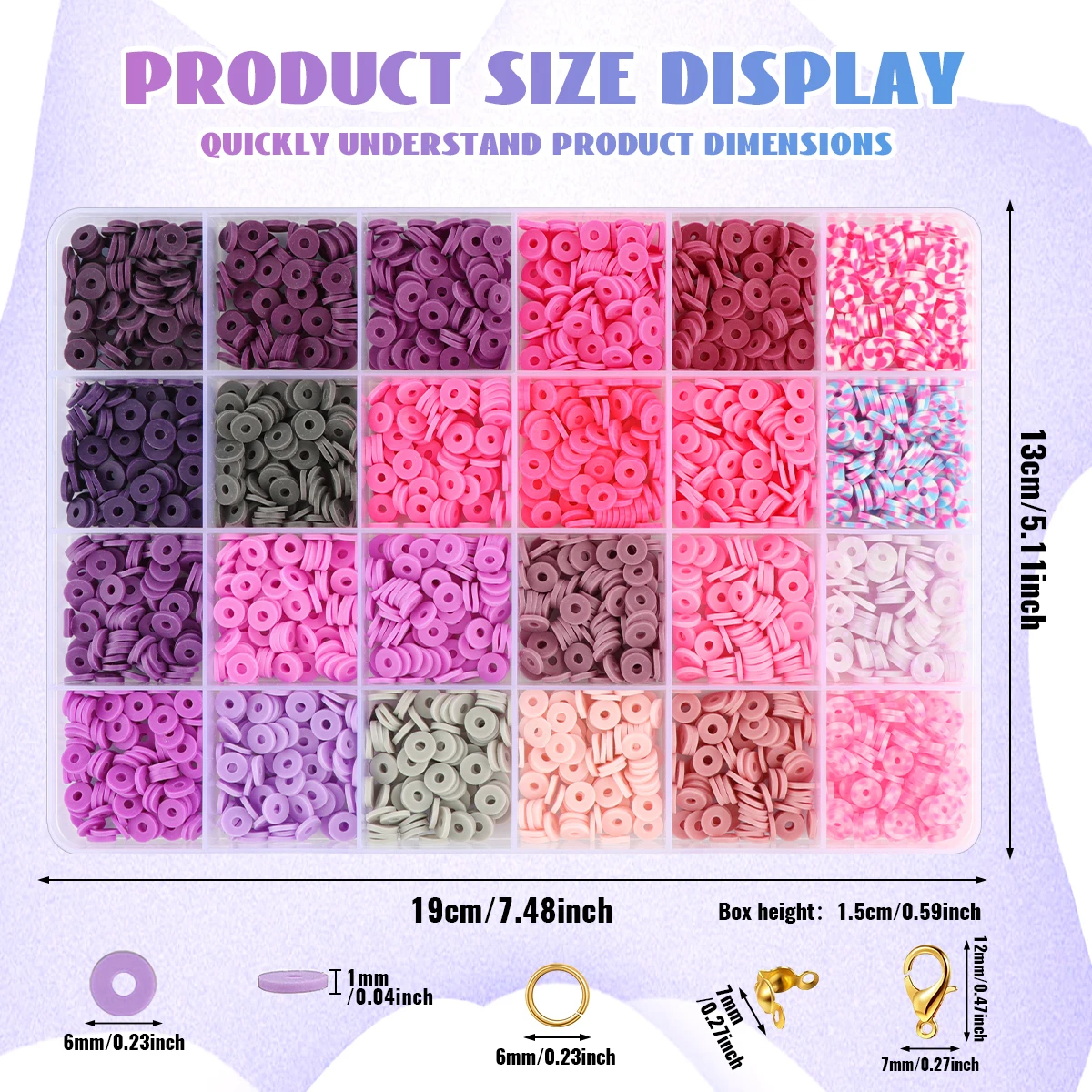 16106 Pcs Clay Beads for Bracelet Making kit,7 Boxes DIY Polymer Clay Beads Kit。