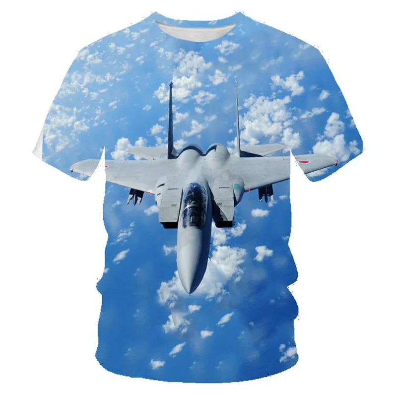 

Aircraft Fighter Graphic T Shirt for Men Tops 3D Printing Womens Clothing Summer Casual Kids T-shirt Funny Boys Girls Streetwear