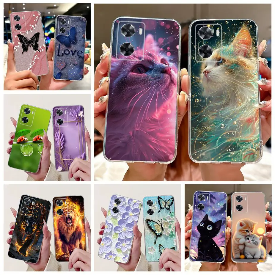 For Oppo A57 4G Case CPH2387 Cute Cat Luxury Painted Cover For Oppo A57s A77s Soft Silicone Case For Oppo A77 4G OppoA57 S Shell